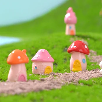 Кукольный домик 1 шт., мини-фигурка с орнаментом в виде грибов из милого мультфильма, микро-пейзаж, кукольный домик 