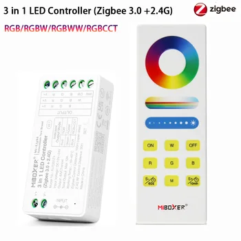 MIBOXER Zigbee 3,0 Светодиодный Диммер DC12V-24V 3в1 RGB/RGBW/RGBCCT Светодиодный Контроллер 2,4 G Сенсорный Пульт Дистанционного Управления Tuya APP Voice для Alexa
