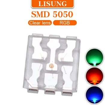 1000 шт. /пакет SMD 5050 RGB Led Излучающая Диодная Лампа Smt Light Бусины Чип Трехцветный Красный Синий Зеленый Полноцветная Вода Прозрачная