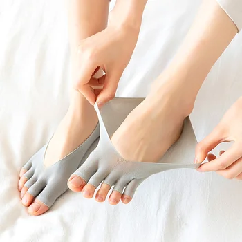 5 цветов Эластичных невидимых носков с открытым носком на пять пальцев, дышащих, впитывающих пот, антифрикционных, раздельных женских носков-лодочек
