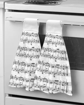 Вкладка Музыкальная Нота Черно-Белые Полотенца Для Рук Из Микрофибры Впитывающие Полотенца Носовой Платок Полотенце Для Чистки Кухонной Посуды