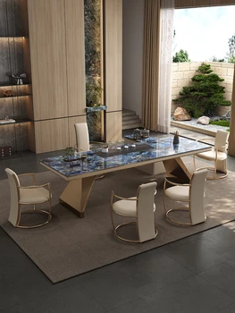 Легкая роскошь в домашнем хозяйстве, высококлассные дизайнеры, высококачественный чайный столик из сланцевого камня, современный и простой