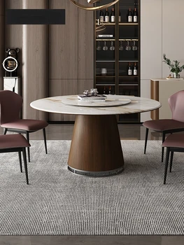 Итальянский светильник, роскошный круглый стол-качалка, поворотный стол, современная простая комбинация обеденных столов и стульев для дома