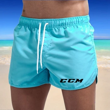 Летние Мужские эластичные плавательные брюки, быстросохнущие Пляжные шорты, Боксерские шорты на шнурке, Футбольные Теннисные тренировочные шорты