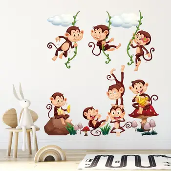 Веселые украшения для вечеринок Наклейка с обезьянкой Яркие наклейки на стены Красочные вырезы для оформления классных комнат Тематические вечеринки в стиле Сафари
