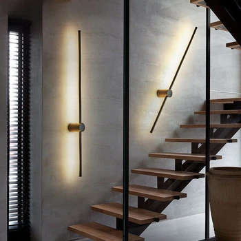 Скандинавский минималистичный фон, украшение стен Гостиной, спальни, Роскошный свет, форма линии, плавающий свет, светодиодный настенный светильник