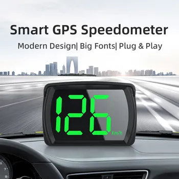 Автомобильный GPS, HUD, цифровой спидометр, км/ч, миль /ч, большие шрифты, зеленый свет, автомобильный дисплей HUD для всех автомобилей