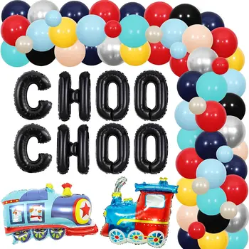 Украшения для вечеринки в поезде, Гирлянда из воздушных шаров, арка для поезда Чу-Чу, комплект для вечеринки в честь Дня рождения железнодорожного транспортного средства