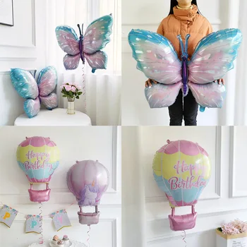Большие воздушные шары из алюминиевой фольги с бабочками, разноцветные воздушные шары с единорогом, воздушные шары для свадьбы, Дня рождения, вечеринки