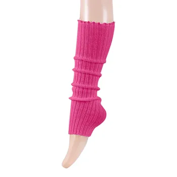 Женские однотонные гетры для ног, праздничные толстые гетры, цветные флуоресцентные шерстяные вязаные носки, женские гетры для ботинок