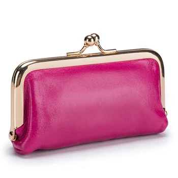 Модная женская сумка для монет, мини-красная сумка с зажимом, кошелек для мелочи из натуральной кожи, креативный кошелек Zero, Женская сумка для хранения