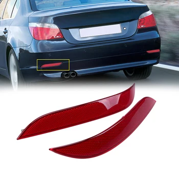 Красная линза, отражатель заднего бампера с левой и правой стороны, сигнальная световая полоса, наклейка для BMW 5 Серии E60 Седан 2003-2007, Предварительная подтяжка лица