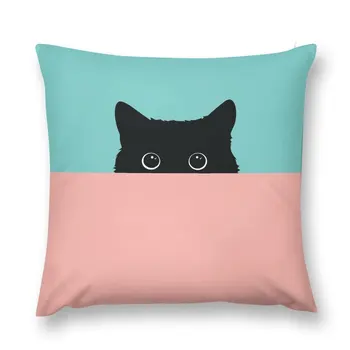 Комбинированная подушка с выглядывающим черным котом в ретро-цвете, Рождественские чехлы для диванных подушек, мраморный чехол для подушки