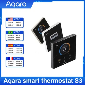 Умный термостат Aqara S3 с сенсорным экраном и панелью 3,95, поддержка голосового / дистанционного управления, определение температуры и влажности для приложения Homekit