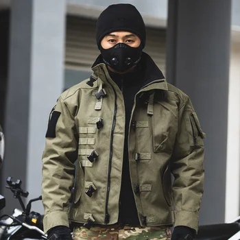 Велосипедный костюм Зимний мужской Винтажный Европейский Мотогонщик, пальто для тренировок на открытом воздухе, Пеший туризм, Военный Армейский Тактический боевой Штормовой костюм