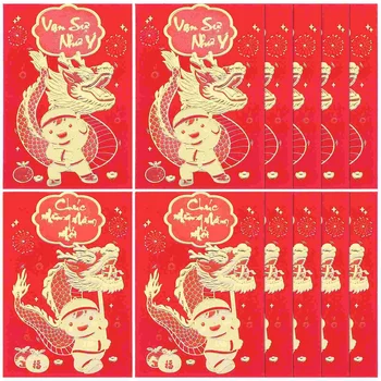 Год Дракона Денежный пакет Бумажные Красные пакеты 2024 Сумка-конверт с рисунком Китайская Новинка