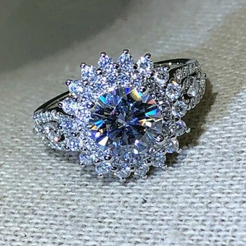 Изысканные модные обручальные кольца серебристого цвета для женщин, модные кольца с белыми камнями из циркона, Юбилейные свадебные украшения для новобрачных