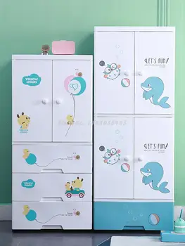 Простой детский шкаф в современном минималистичном исполнении, шкаф для хранения вещей, маленький подвесной шкаф, пластиковая двойная дверь