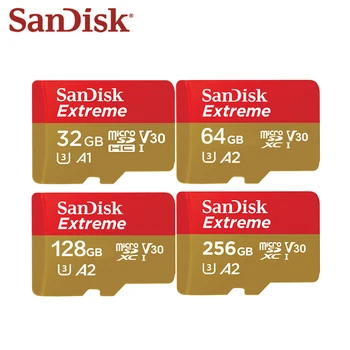SanDisk Extreme Micro SD Карта 256 ГБ 128 ГБ 64 ГБ 32 ГБ SDHC A1 SDXC U3 V30 A2 C10 TF Флэш-Карта Памяти Microsd Для Камеры /Телефона