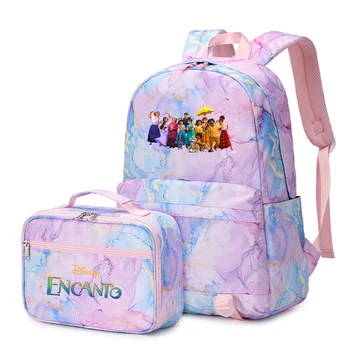 2шт Рюкзак для ноутбука Disney Encanto с несколькими карманами, рюкзак для ланча, Школьные сумки для женщин, комплекты для подростков