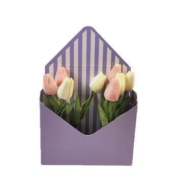 индивидуальный дизайн SENCAI Бесплатный образец Нежный конверт с индивидуальным рисунком Бумажная коробка для цветов с логотипом