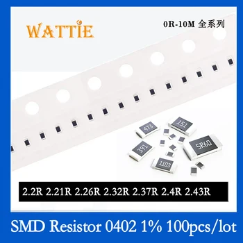 SMD резистор 0402 1% 2.2R 2.21R 2.26R 2.32R 2.37R 2.4R 2.43R 100 шт./лот микросхемные резисторы 1/16 Вт 1.0 мм * 0.5 мм