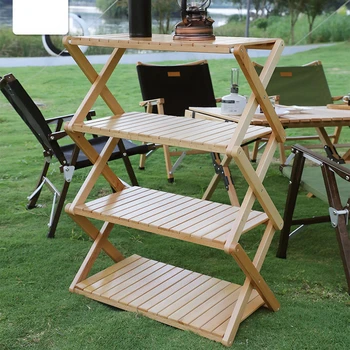 50 см Открытый складной стол для кемпинга, пикника, Переносной многослойный бамбуковый стеллаж для хранения, Деревянный стол большой вместимости 캠핑 테블 стол садов블 стол садов