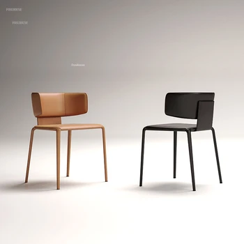 Итальянские обеденные стулья высокого класса, креативная мебель для домашнего ресторана, дизайнерский стул, современные минималистичные стулья для переговоров со спинкой, B