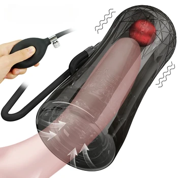 10-частотная надувная вибрирующая чашка для мастурбации под давлением воздуха, Вакуумный сосательный минет, мужской Мастурбатор, секс-игрушки для мужчин 18 +