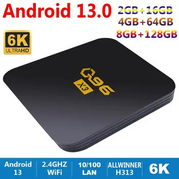 Q96 X3 Smart TV Box Android 13 Allwinner H313 Четырехъядерный 6K HDR UHD 8GB 128GB 2.4G WIFI медиаплеер Телеприставка Для Домашнего кинотеатра
