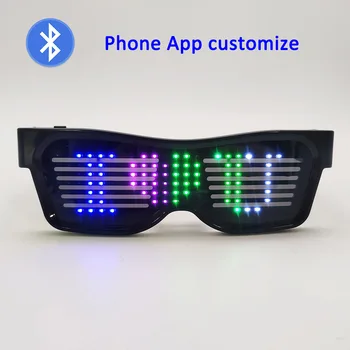 Светодиодные Очки Bluetooth-приложение для Телефона Party Rave - Беспроводная Аккумуляторная Батарея, Светодиодные Светящиеся Текстовые Аниме-Очки