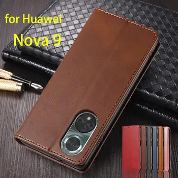 Кожаный чехол для Huawei Nova 9, флип-кейс, держатель для карт, кобура, чехол с магнитным притяжением, чехол для бумажника Nova9, чехол для чехла