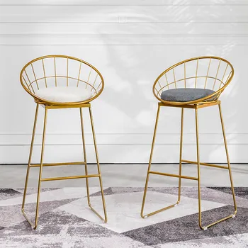 Современный барный стул, Стулья, высокий стул, простой барный стул из кованого железа, Золотой стул, Современный обеденный стул, Табуретки для барного стола в скандинавском стиле для отдыха