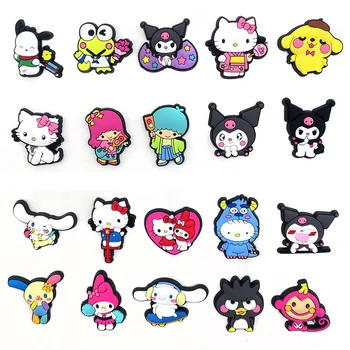 1 шт. Дизайнерские амулеты Sanrio Croc для Hello Kitty, амулеты для обуви Melody Kuromi, аксессуары Croc для Classic Clog, подарок для детей, Горячая распродажа