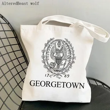 Женская холщовая сумка через плечо для покупок в Джорджтаунском университете, изготовленная на заказ Сумка для покупок в Харадзюку, сумка-тоут для влюбленных девушек