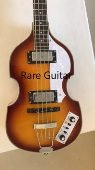 McCartney Hofner H500/1-CT Современная Скрипка Deluxe 4-Струнная Гитара Tobacco Sunburst Электрический Бас Flame Maple Top & Back 2