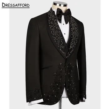 Мужской костюм для свадебной вечеринки жениха (куртка + брюки + жилет)