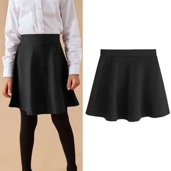Трикотажная эластичная черная юбка-полукомбинезон для девочек от 5 до 14 лет с цветочным кружевом для девочек Маскарадное платье