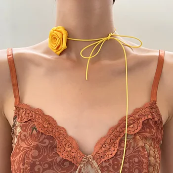 Изысканный бестселлеров цветок ремень сексуальный шеи 3D красочные формы розы подойдут ленты ожерелье женщин ювелирные изделия подарок