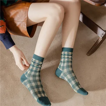 Высококачественные модные винтажные теплые хлопковые носки осень-зима, женские толстые повседневные носки средней длины для девочек в литературном стиле