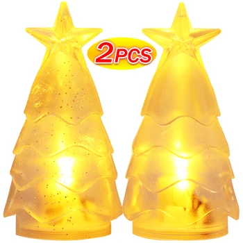 Рождественская елка, Прозрачный хрустальный ночник, светодиодные свечи, Домашняя настольная лампа, украшения, атмосфера вечеринки, лампы, украшения