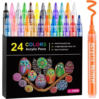 Ручки для рисования, акриловые маркеры 24 цвета, набор водонепроницаемых ручек для наскальной живописи, Принадлежности для рукоделия, Керамическая Стеклянная кружка, Металл, Дерево