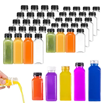 10шт Пустых пластиковых бутылок объемом 60 МЛ-500 мл с крышками, Многоразовых бутылок из-под прозрачной воды, контейнеров для сока, смузи, напитков со складной воронкой