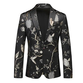 Корейский мужской весенний высококачественный деловой пиджак/мужской Приталенный Повседневный Деловой смокинг с принтом, Мужские Свадебные официальные блейзеры