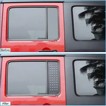 Накладка стеклянной панели окна задней двери автомобиля для Wrangler JK и 4-дверного 2007-2017 черного цвета