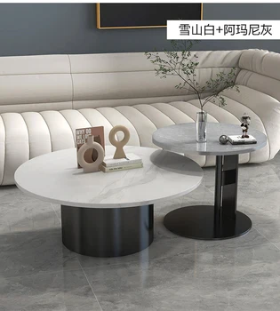 Современный стол для гостиной журнальный столик home rock plate комбинированный легкий роскошный круглый журнальный столик Pandora